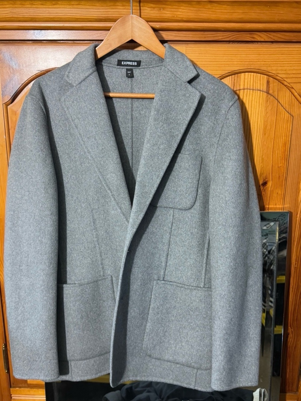 Express Men's Light Gray Wool-Blend Pea Coat